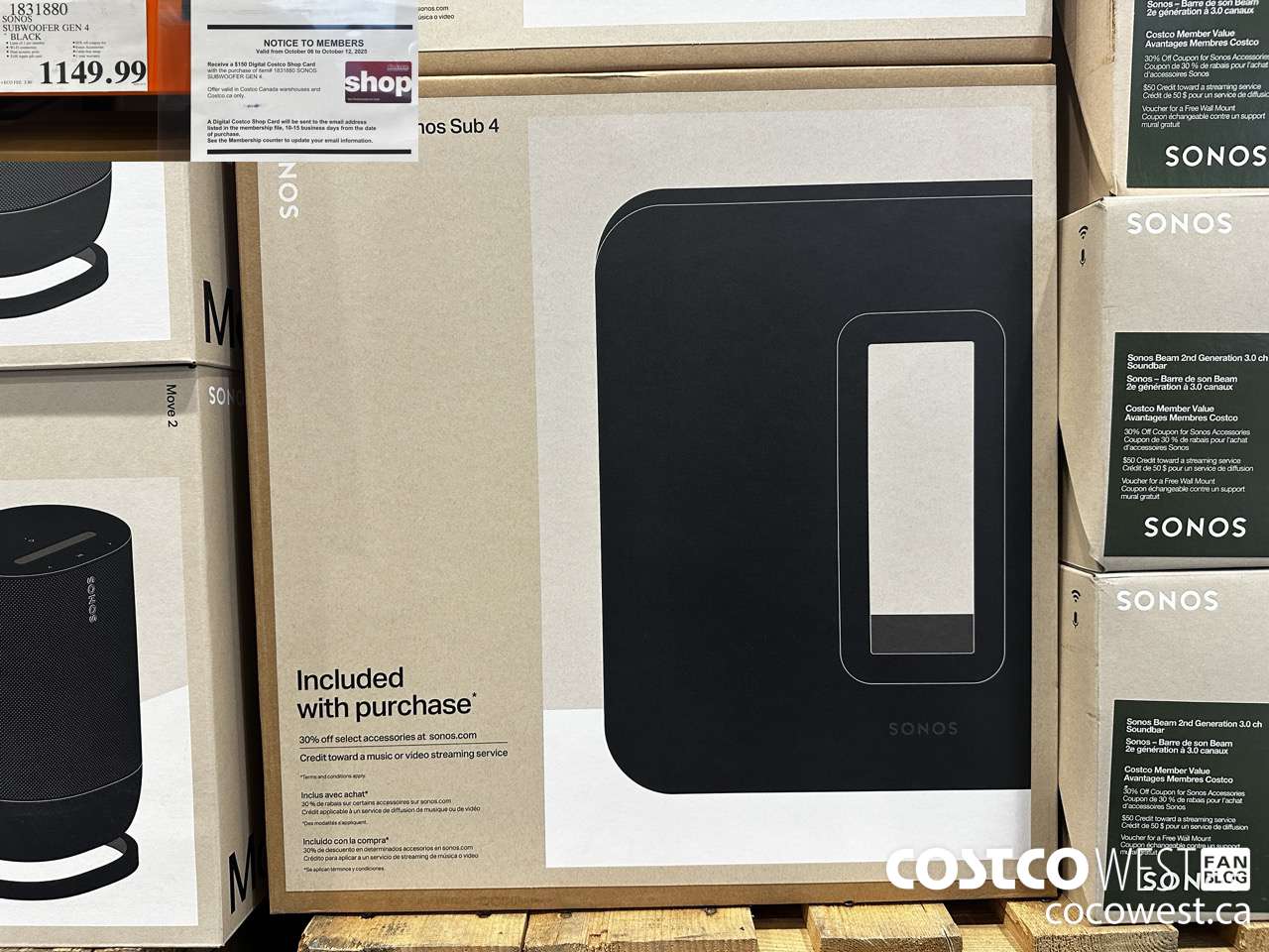 1831880 SONOS SUBWOOFER GEN 4 BLACK $1149.99