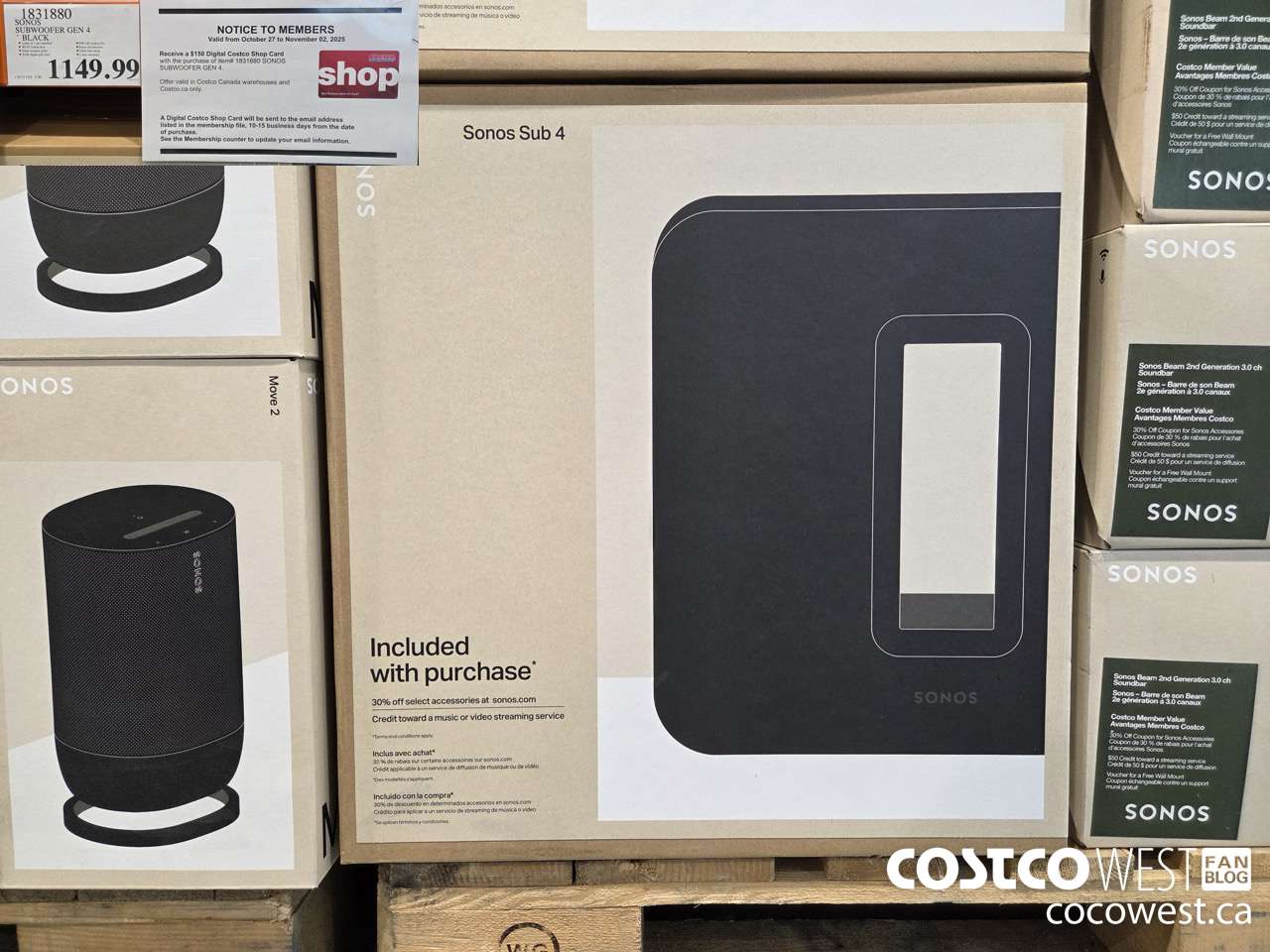 1831880 SONOS SUBWOOFER GEN 4 BLACK (EXPIRES ON 2025-11-02) $1149.99