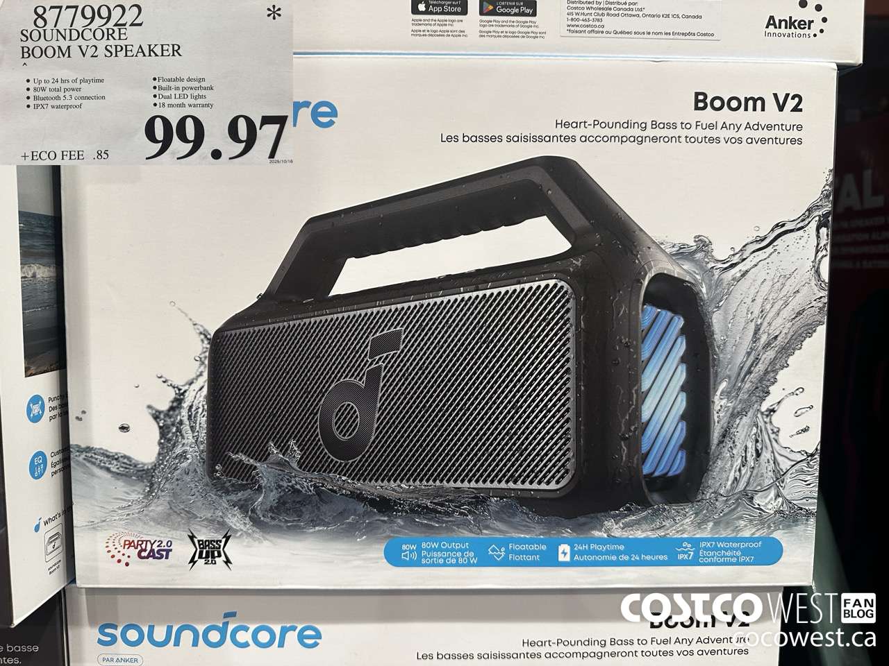 8779922 SOUNDCORE BOOM V2 SPEAKER $99.97