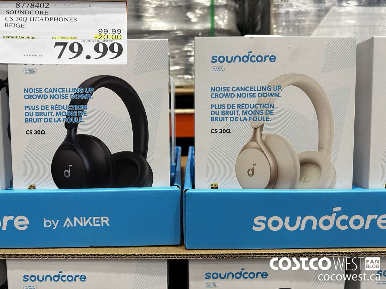 8778402 SOUNDCORE CS 30Q HEADPHONES BEIGE ($20.00 INSTANT SAVINGS EXPIRES ON 2025-11-09) $79.99