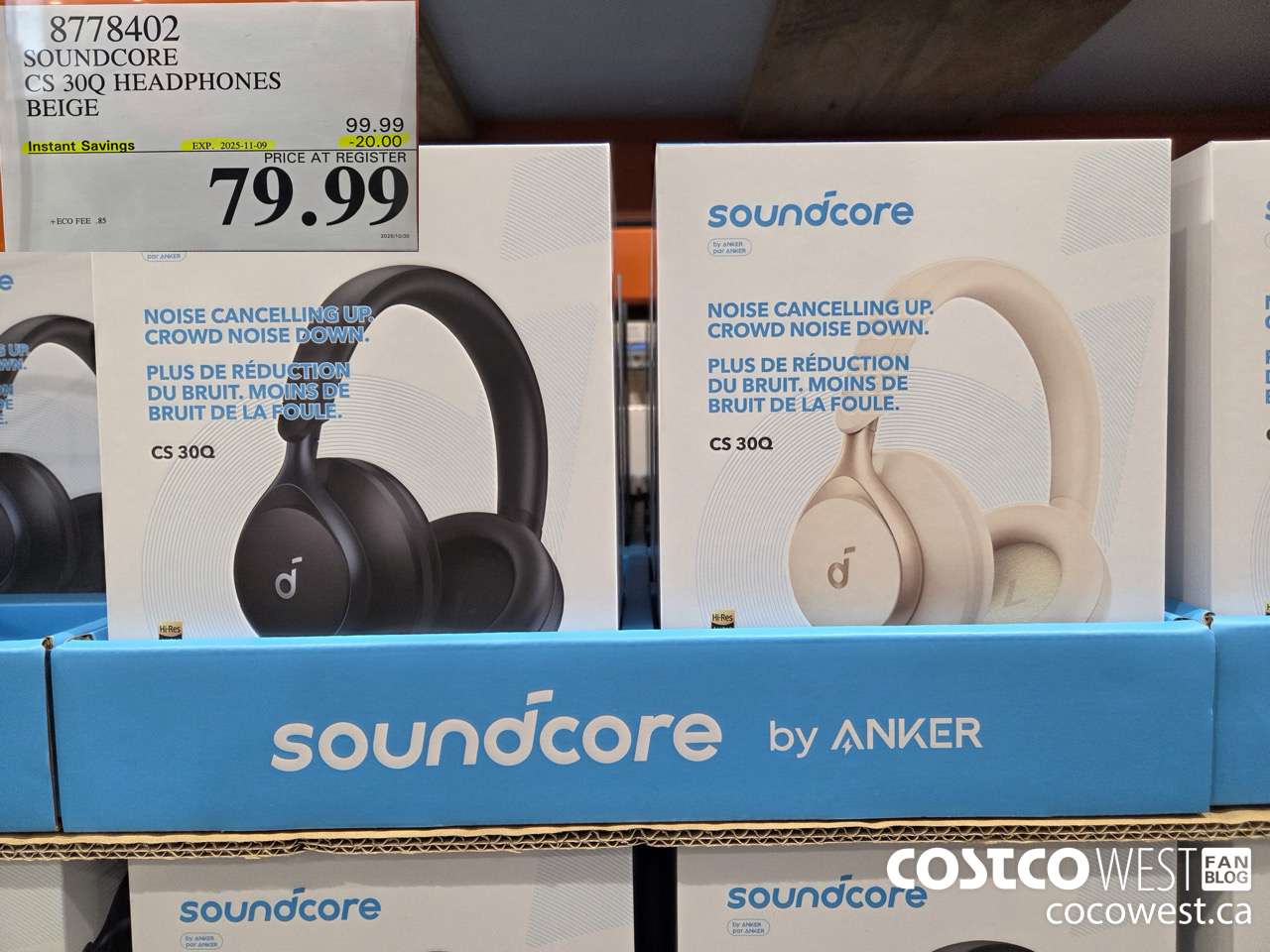 8778402 SOUNDCORE CS 30Q HEADPHONES BEIGE ($20.00 INSTANT SAVINGS EXPIRES ON 2025-11-09) $79.99
