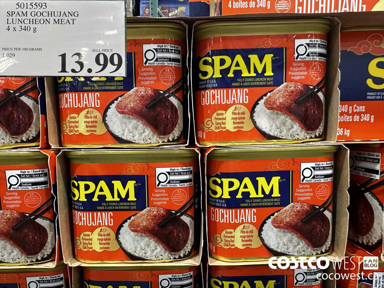 5015593 SPAM GOCHUJANG LUNCHEON MEAT 4 X 340G $13.99