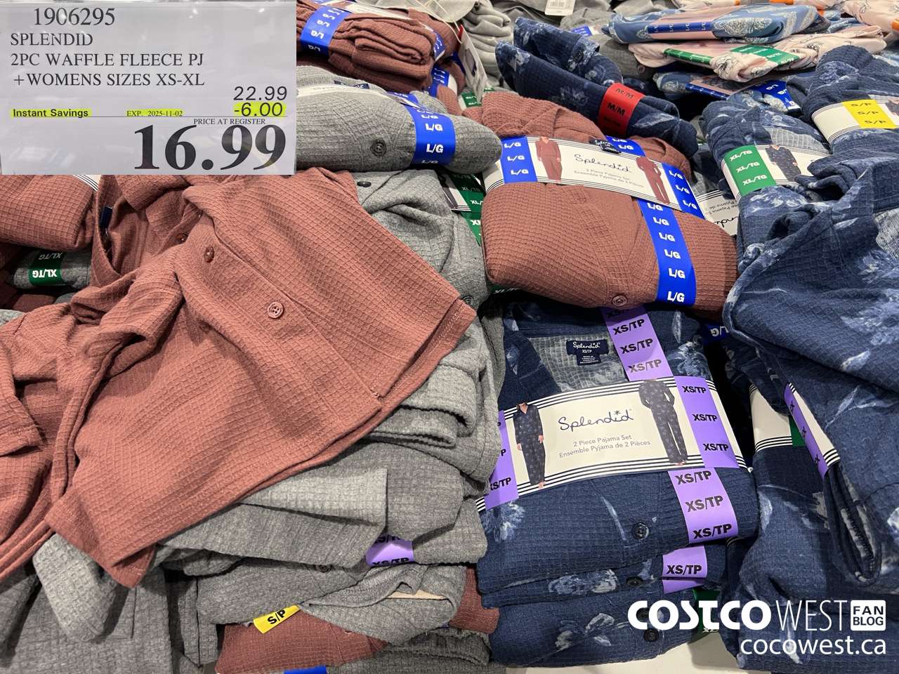 1906295 SPLENDID 2PC WAFFLE FLEECE PJ WOMENS SIZES XS-XL ($6.00 INSTANT SAVINGS EXPIRES ON 2025-11-02) $16.99