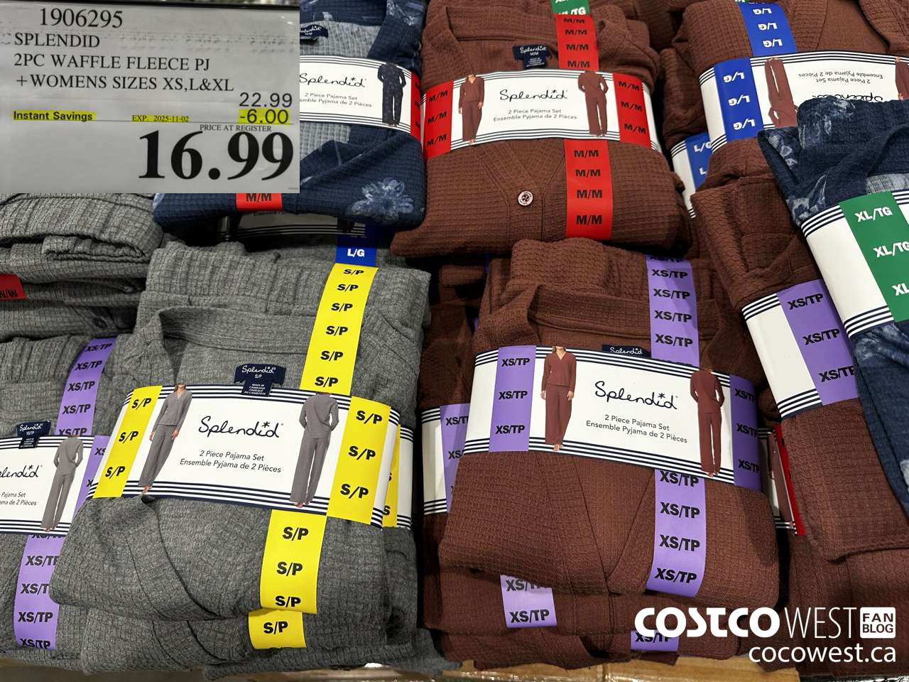 1906295 SPLENDID 2PC WAFFLE FLEECE PJ WOMENS SIZES XS, L&XL ($6.00 INSTANT SAVINGS EXPIRES ON 2025-11-02) $16.99