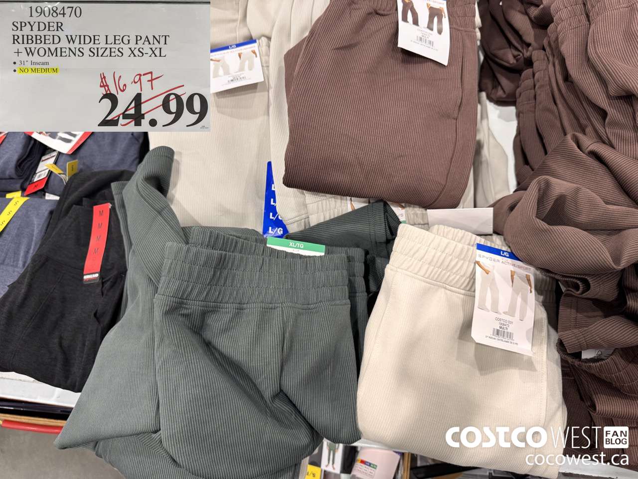 1908470 SPYDER RIBBED WIDE LEG PANT WOMENS SIZES XS-XL $16.97