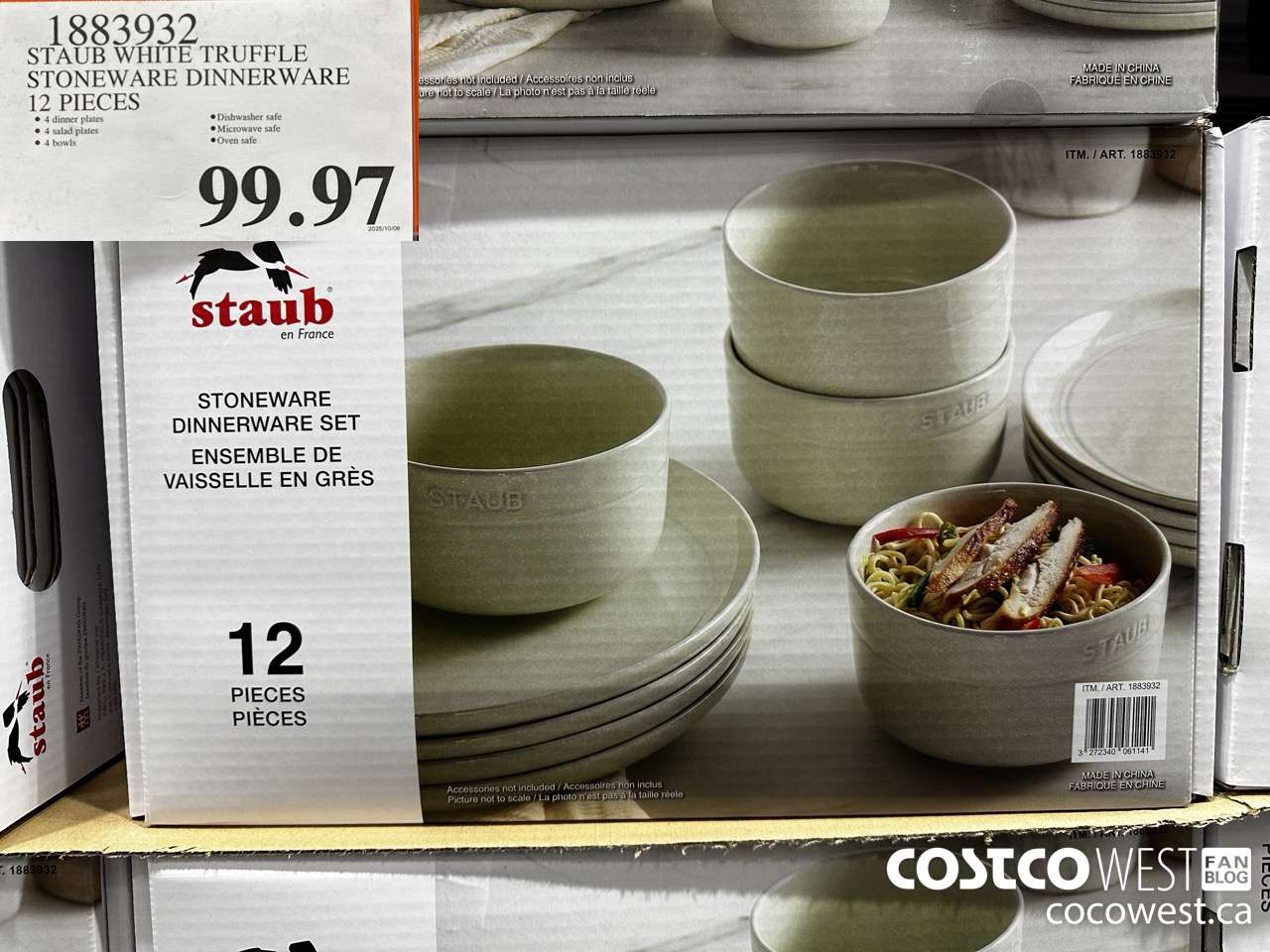 1883932 STAUB WHITE TRUFFLE STONEWARE DINNERWARE 12 PIECES $99.97