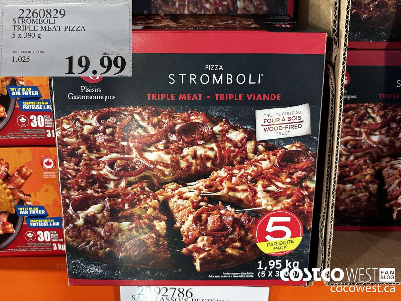 2260829 STROMBOLI TRIPLE MEAT PIZZA 5 X 390G $19.99