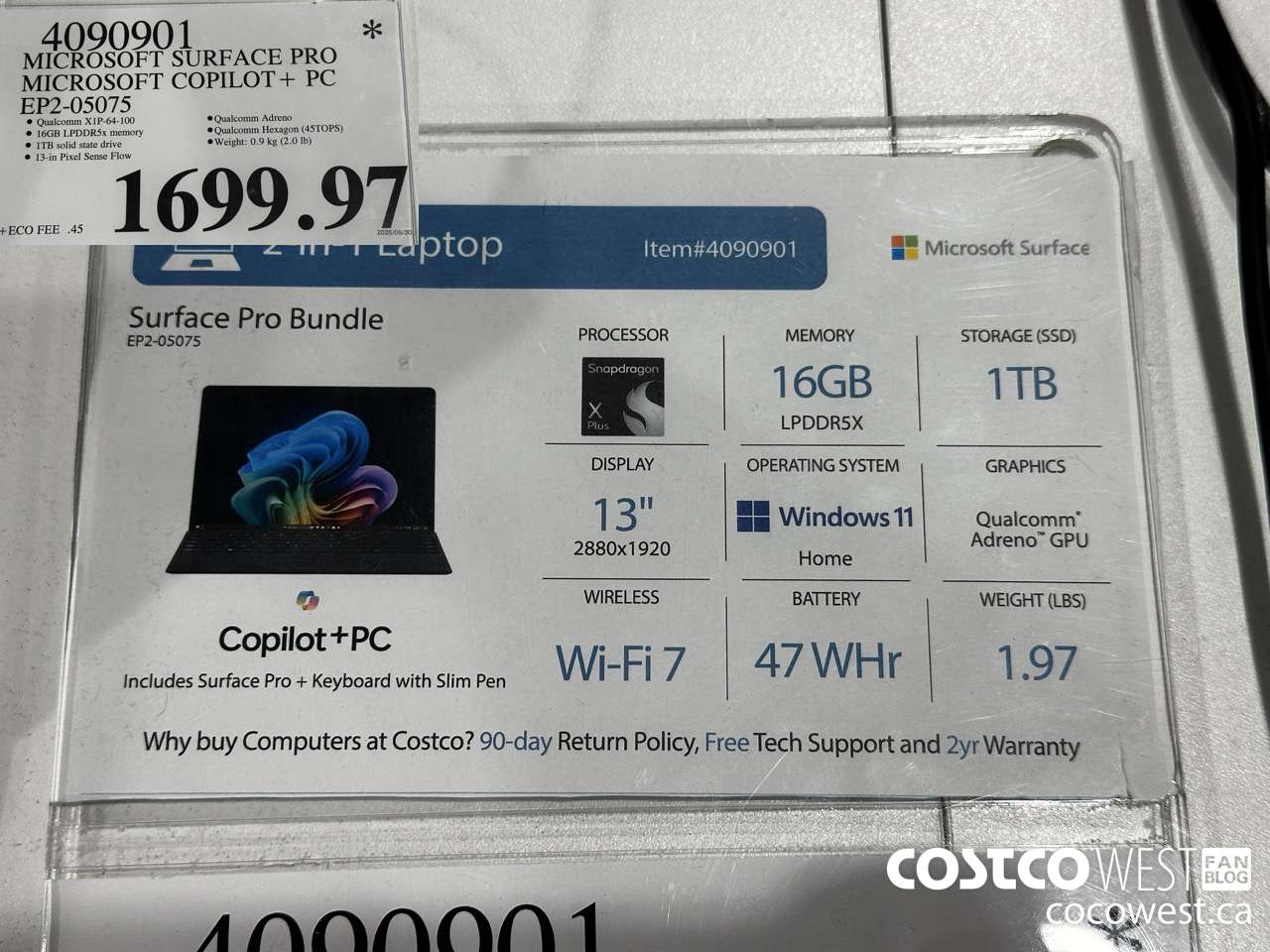 4090901 SURFACE PRO BUNDLE MICROSOFT COPILOT + PC EP2-05075 $1699.97