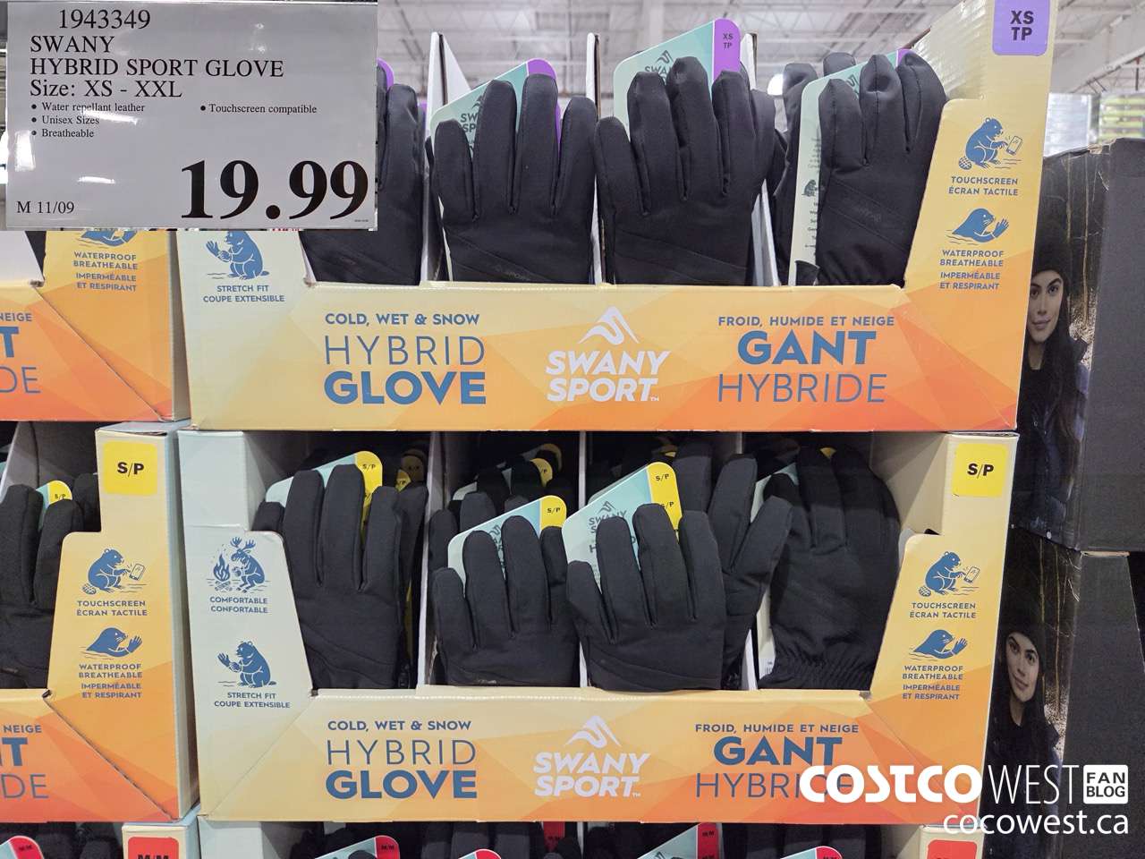 1943349 SWANY HYBRID SPORT GLOVE SIZE XS-XXL $19.99