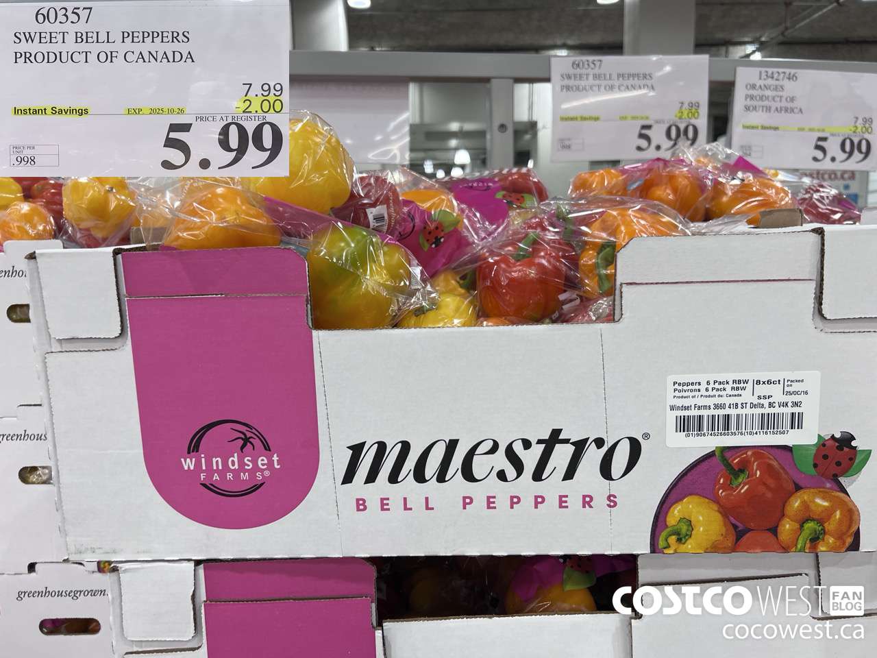 60357 SWEET BELL PEPPERS PRODUCT OF CANADA ($2.00 INSTANT SAVINGS EXPIRES ON 2025-10-26) $5.99