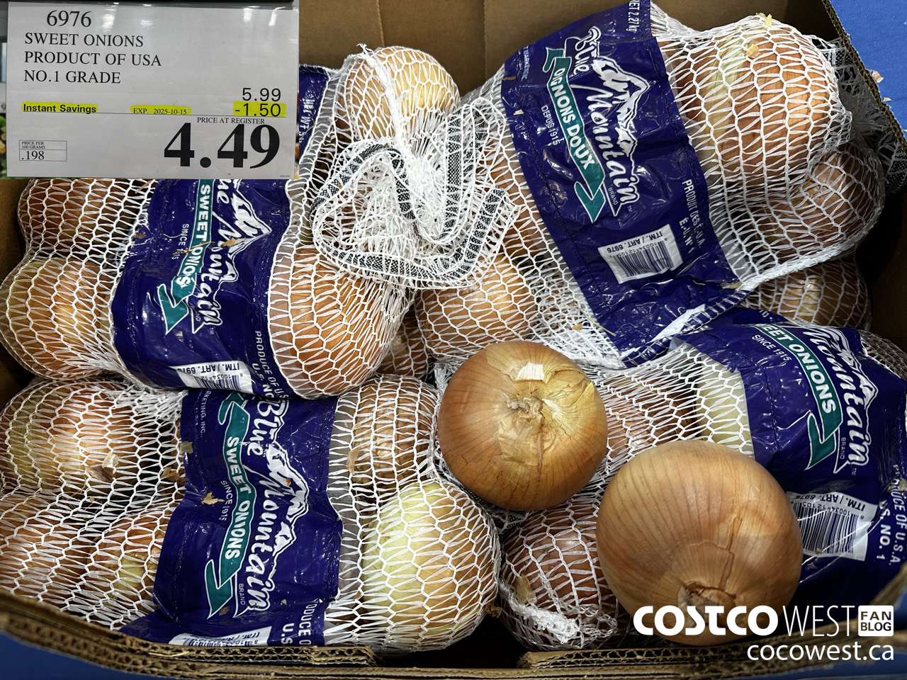 6976 SWEET ONIONS PRODUCT OF USA US NO. 1 ($1.50 INSTANT SAVINGS EXPIRES ON 2025-10-15) $4.49