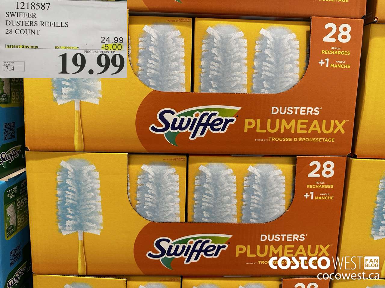 1218587 SWIFFER DUSTERS REFILLS 28 COUNT ($5.00 INSTANT SAVINGS EXPIRES ON 2025-10-26) $19.99