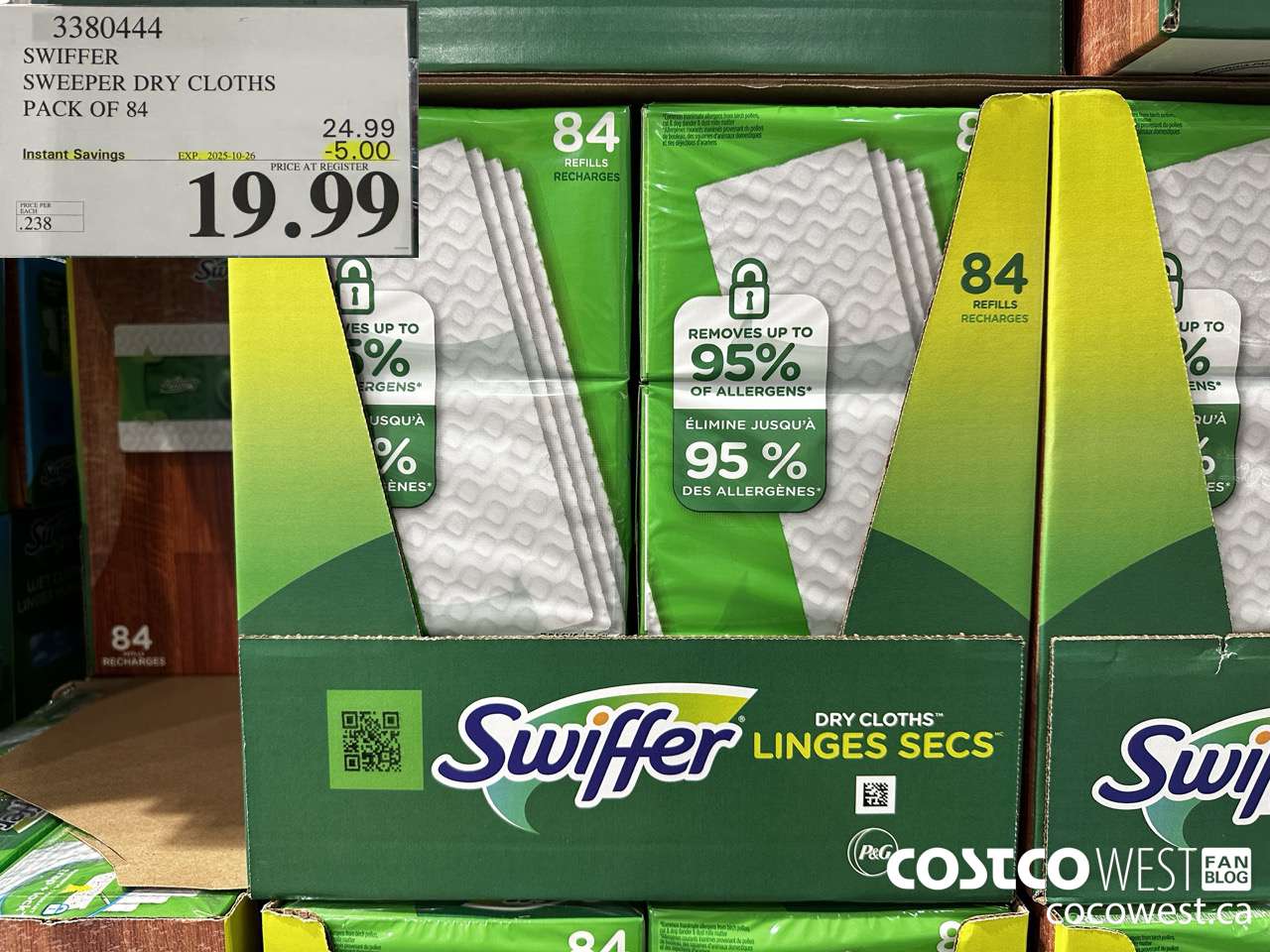 3380444 SWIFFER SWEEPER DRY CLOTHS PACK OF 84 ($5.00 INSTANT SAVINGS EXPIRES ON 2025-10-26) $19.99