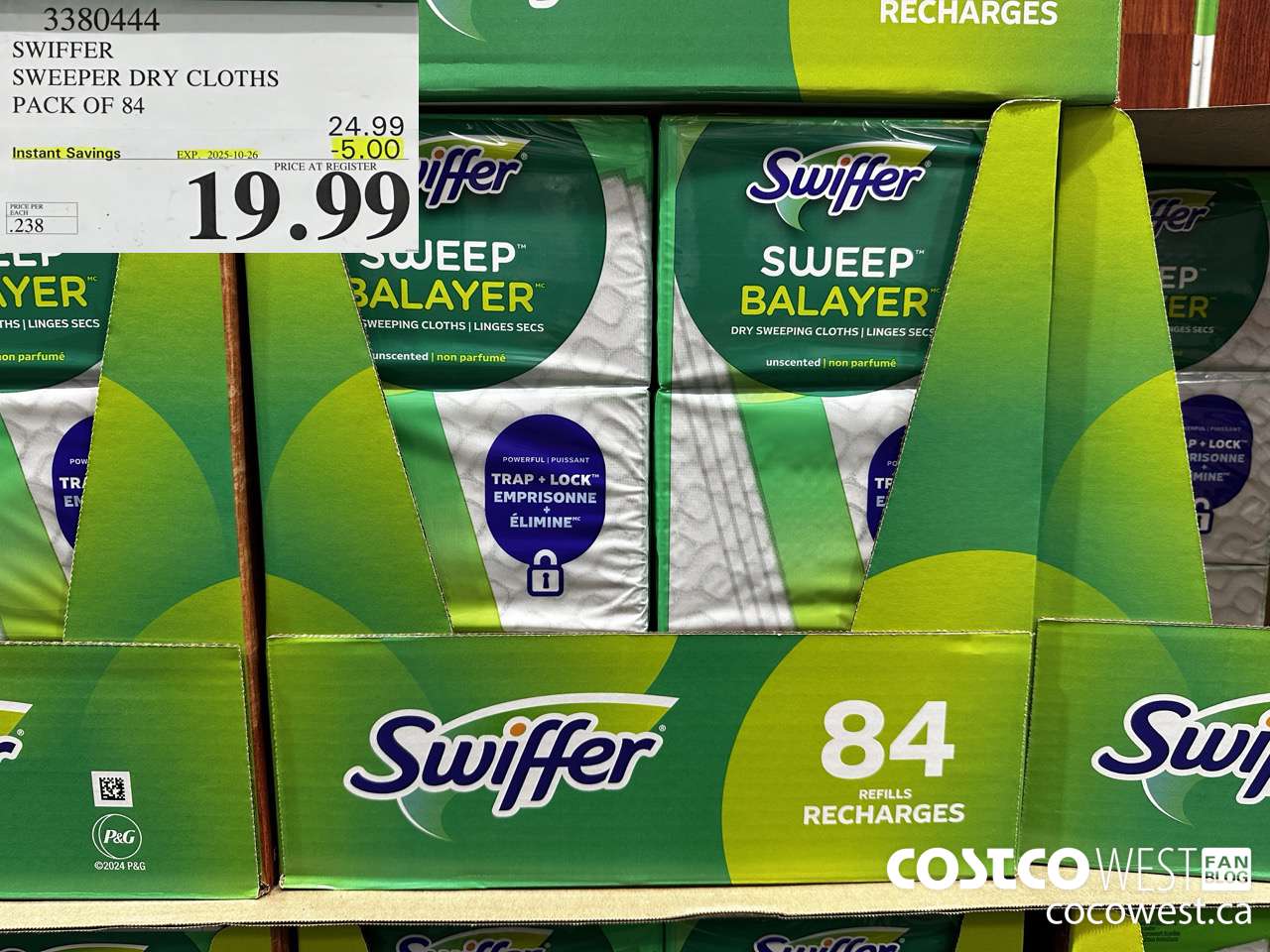 3380444 SWIFFER SWEEPER DRY CLOTHS PACK OF 84 ($5.00 INSTANT SAVINGS EXPIRES ON 2025-10-26) $19.99