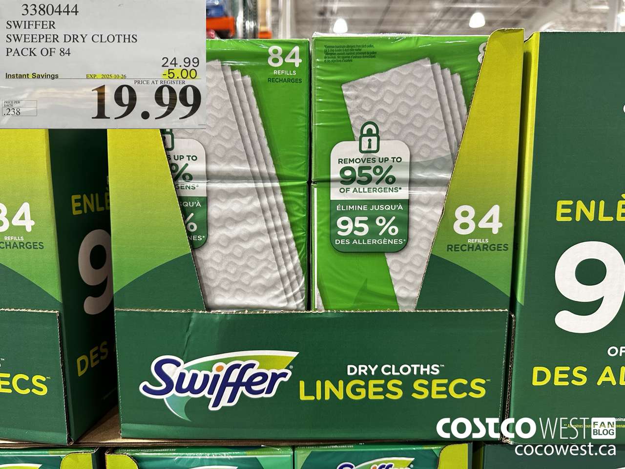 3380444 SWIFFER SWEEPER DRY CLOTHS PACK OF 84 ($5.00 INSTANT SAVINGS EXPIRES ON 2025-10-26) $19.99