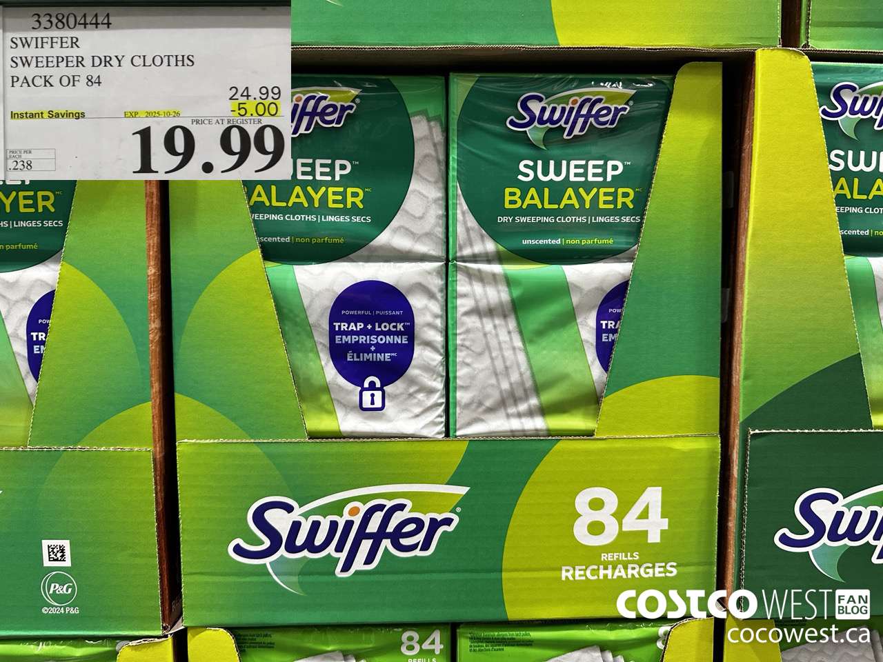 3380444 SWIFFER SWEEPER DRY CLOTHS PACK OF 84 ($5.00 INSTANT SAVINGS EXPIRES ON 2025-10-26) $19.99