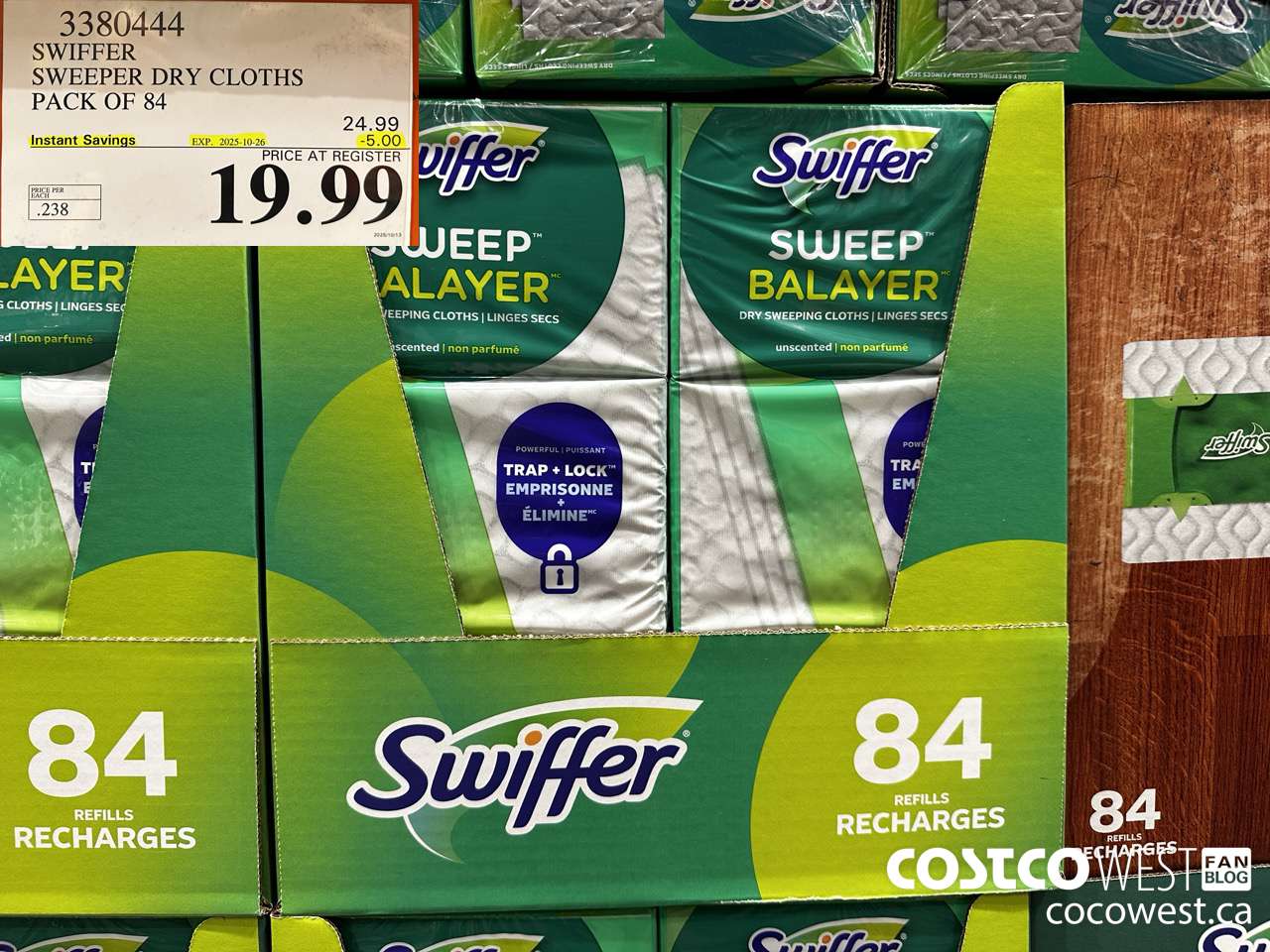 3380444 SWIFFER SWEEPER DRY CLOTHS PACK OF 84 ($5.00 INSTANT SAVINGS EXPIRES ON 2025-10-26) $19.99