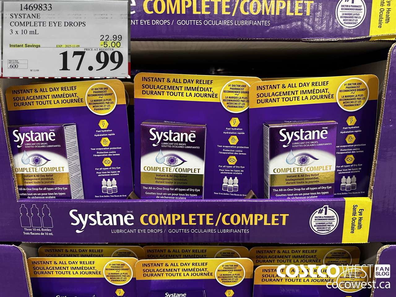 1469833 SYSTANE COMPLETE LUBRICANT EYE DROPS 3 X 10 ML ($5.00 INSTANT SAVINGS EXPIRES ON 2025-11-09) $17.99