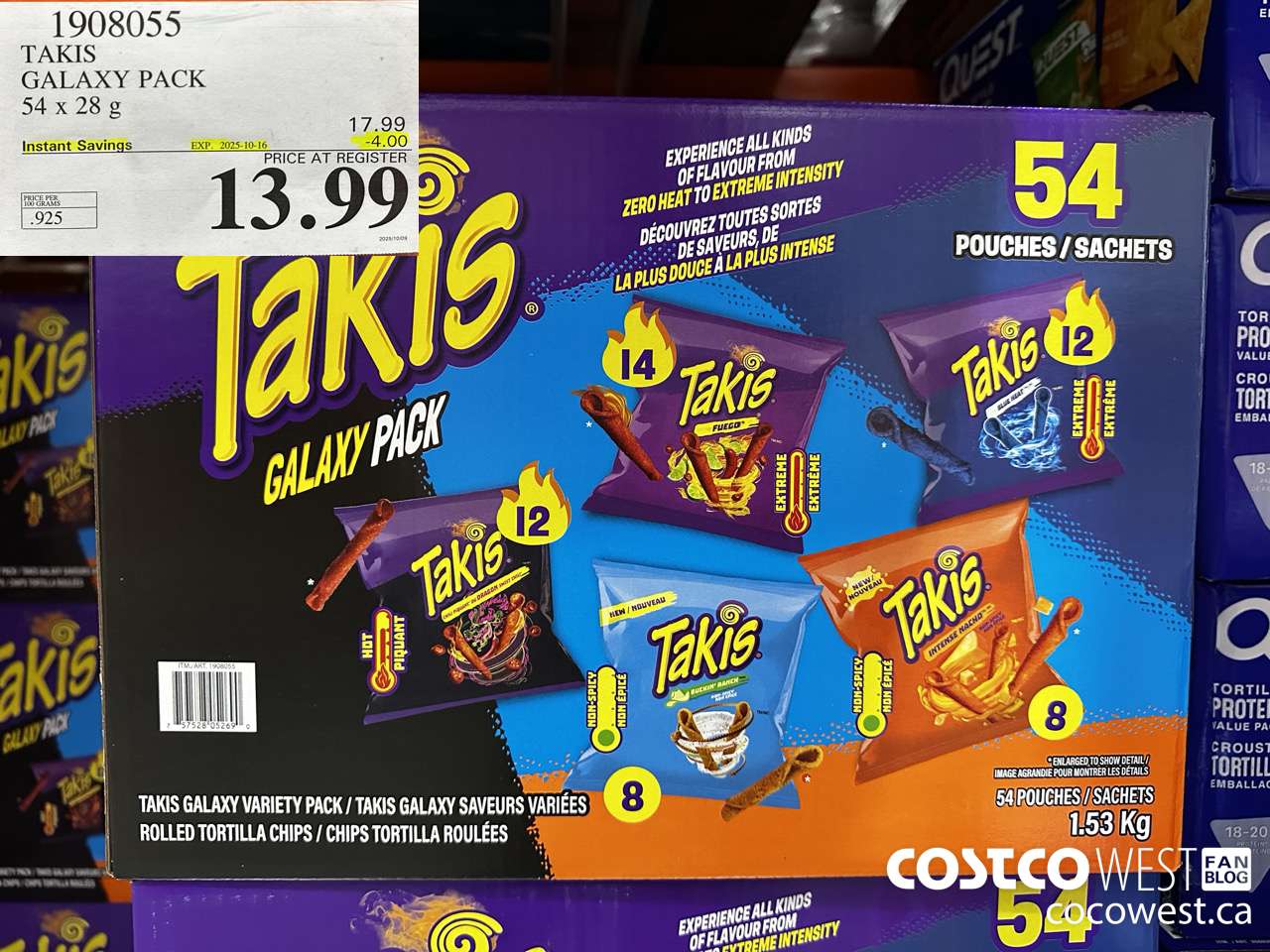 1908055 TAKI'S GALAXY PACK 54 X 28G ($4.00 INSTANT SAVINGS EXPIRES ON 2025-10-16) $13.99
