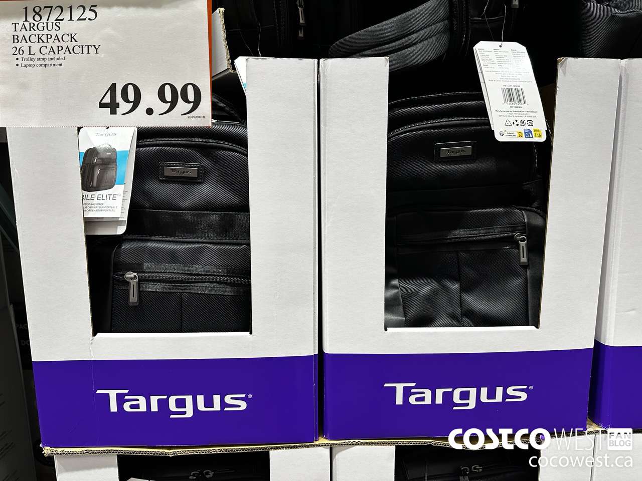 1872125 TARGUS BACKPACK 26L CAPACITY $49.99