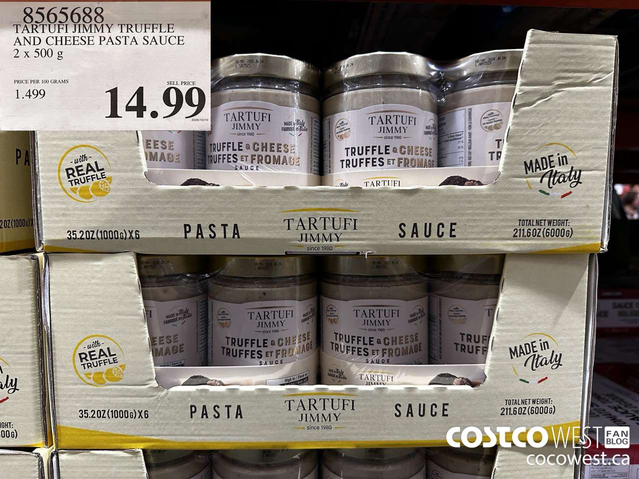 8565688 TARTUFI JIMMY TRUFFLE AND CHEESE PASTA SAUCE 2 X 500G $14.99