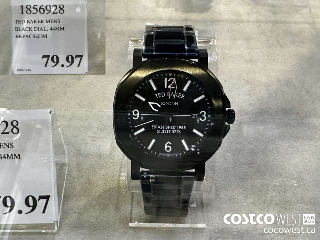 1856928 TED BAKER MENS BLACK DIAL 44MM BKPACS2039I $79.97