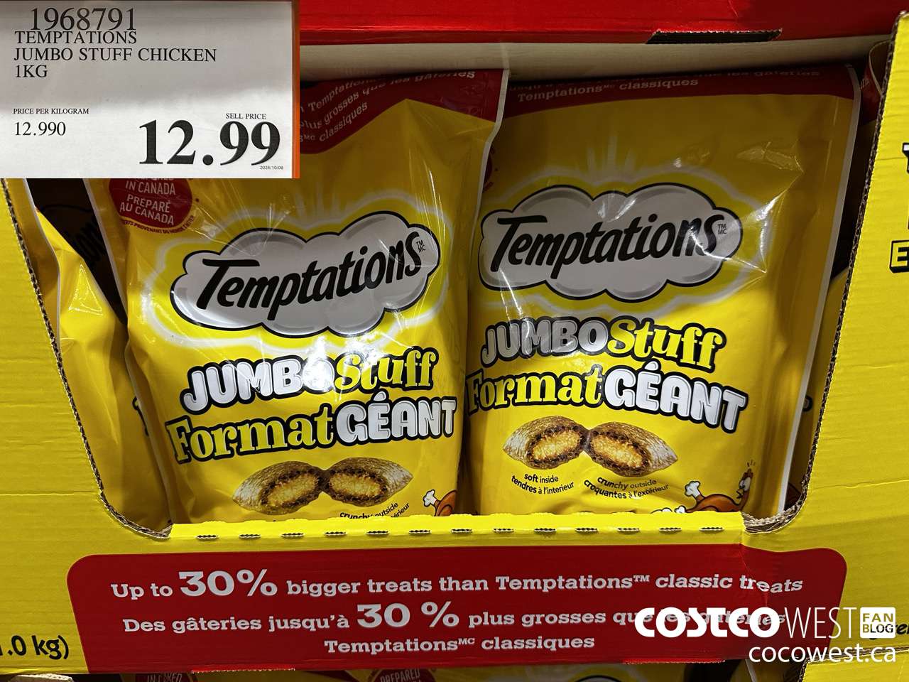 1968791 TEMPTATIONS JUMBO STUFF CHICKEN 1KG $12.99