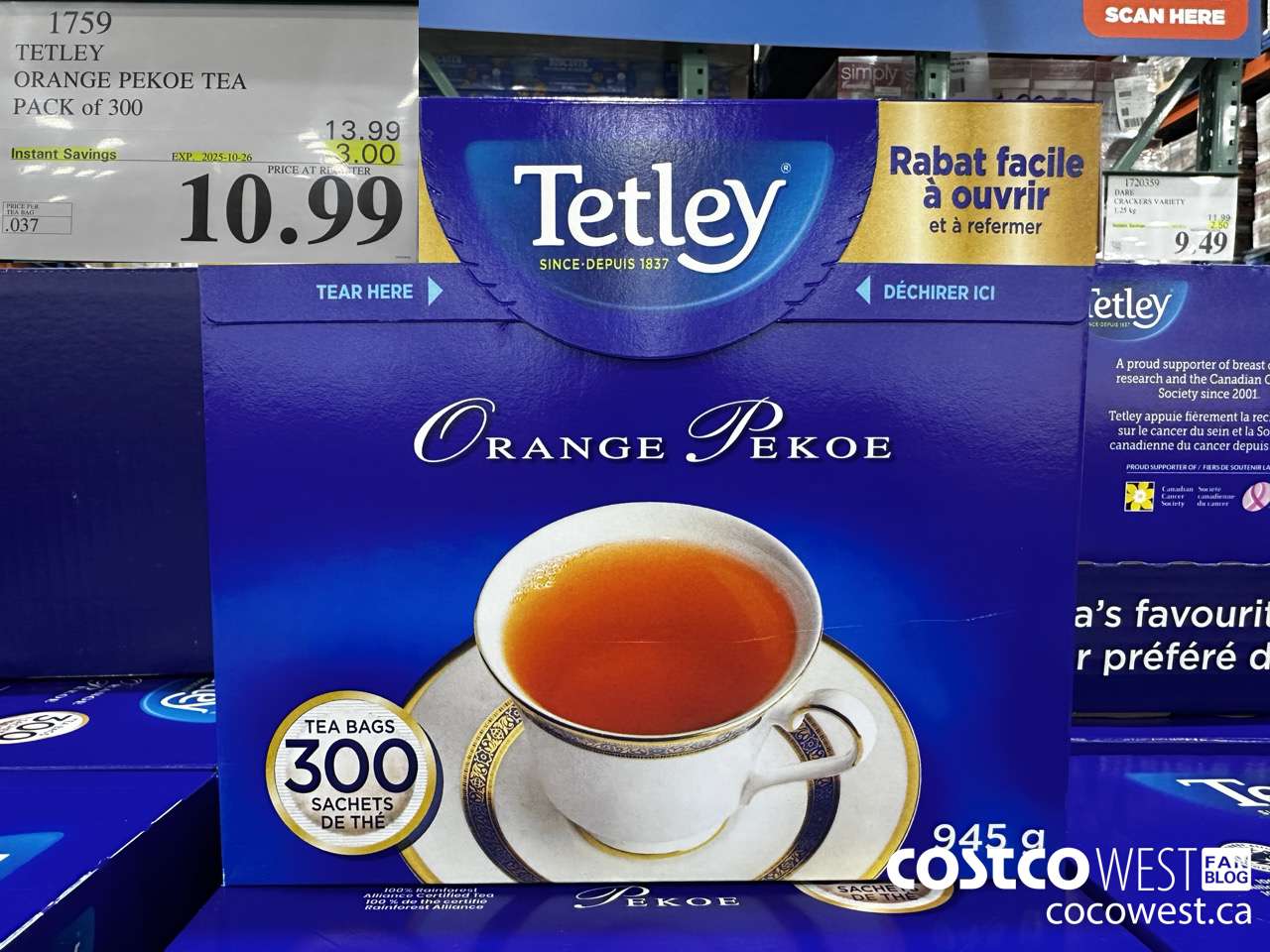 1759 TETLEY ORANGE PEKEO TEA PACK OF 300 ($3.00 INSTANT SAVINGS EXPIRES ON 2025-10-26) $10.99