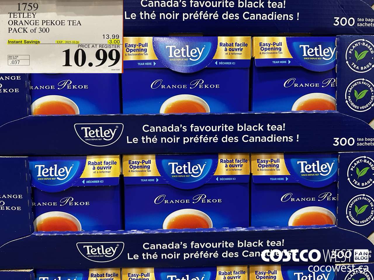 1759 TETLEY ORANGE PEKEO TEA PACK OF 300 ($3.00 INSTANT SAVINGS EXPIRES ON 2025-10-26) $10.99
