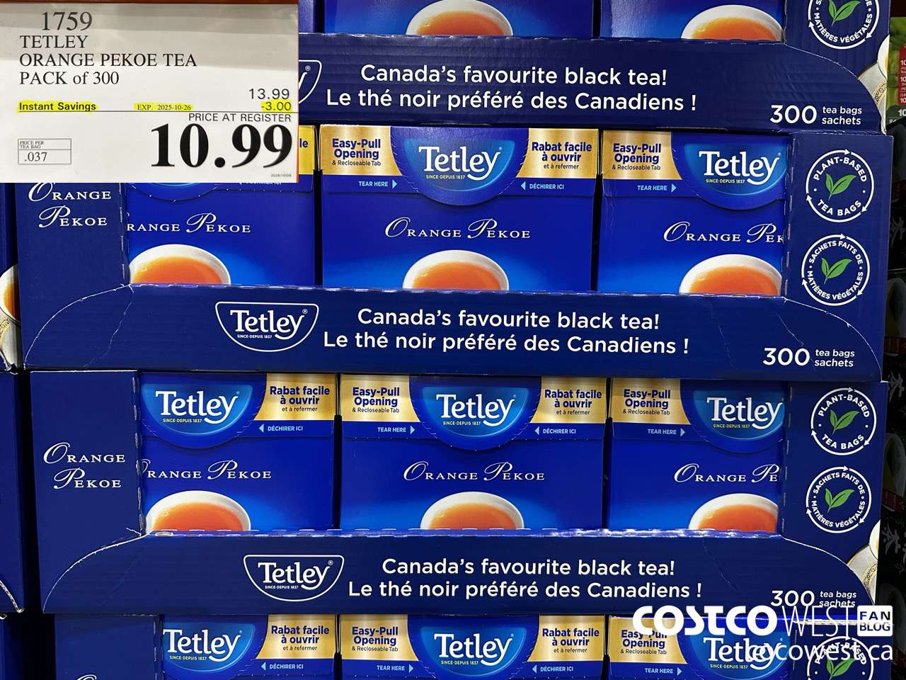 1759 TETLEY ORANGE PEKEO TEA PACK OF 300 ($3.00 INSTANT SAVINGS EXPIRES ON 2025-10-26) $10.99