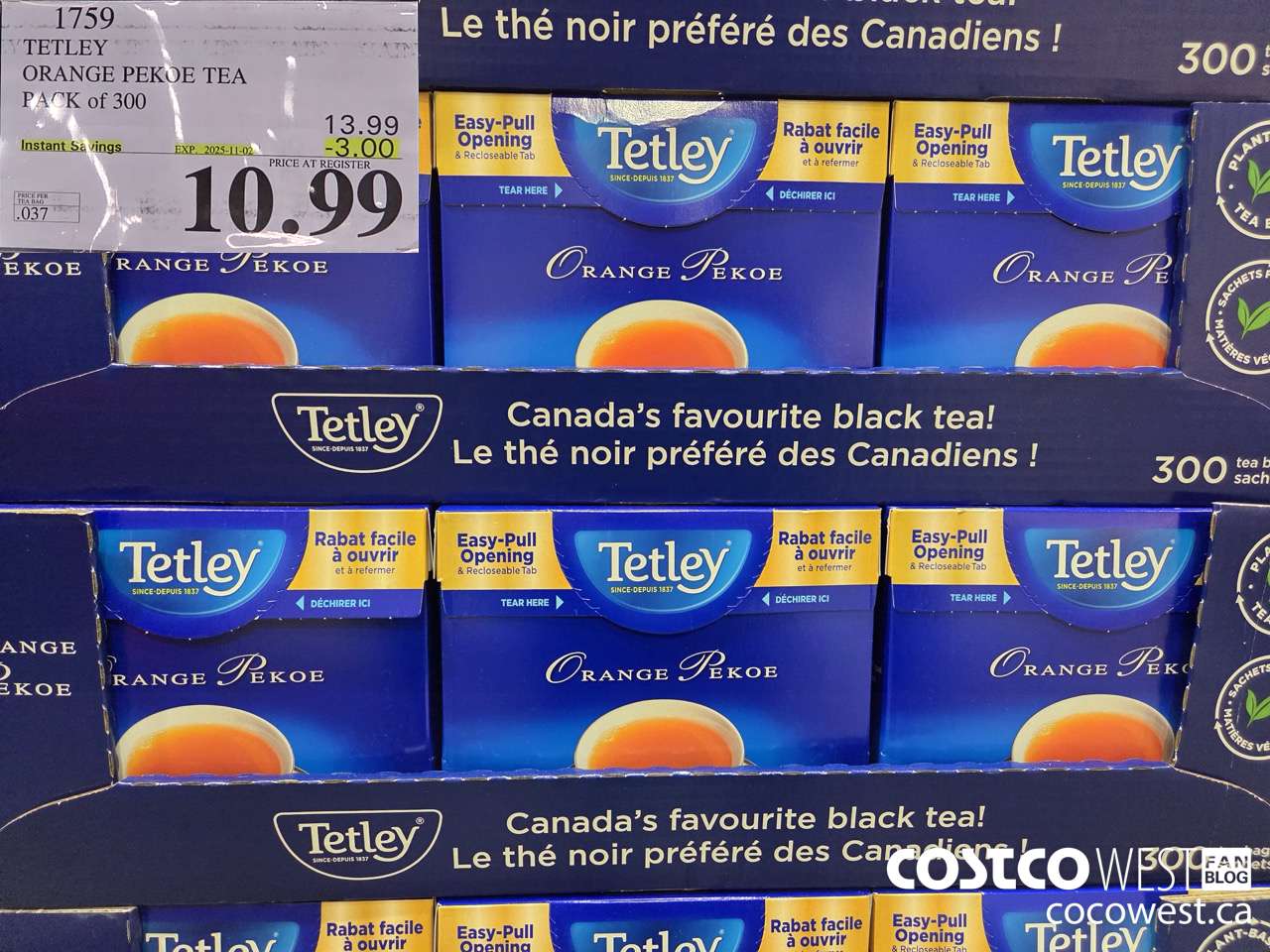 1759 TETLEY ORANGE PEKEO TEA PACK OF 300 ($3.00 INSTANT SAVINGS EXPIRES ON 2025-11-02) $10.99