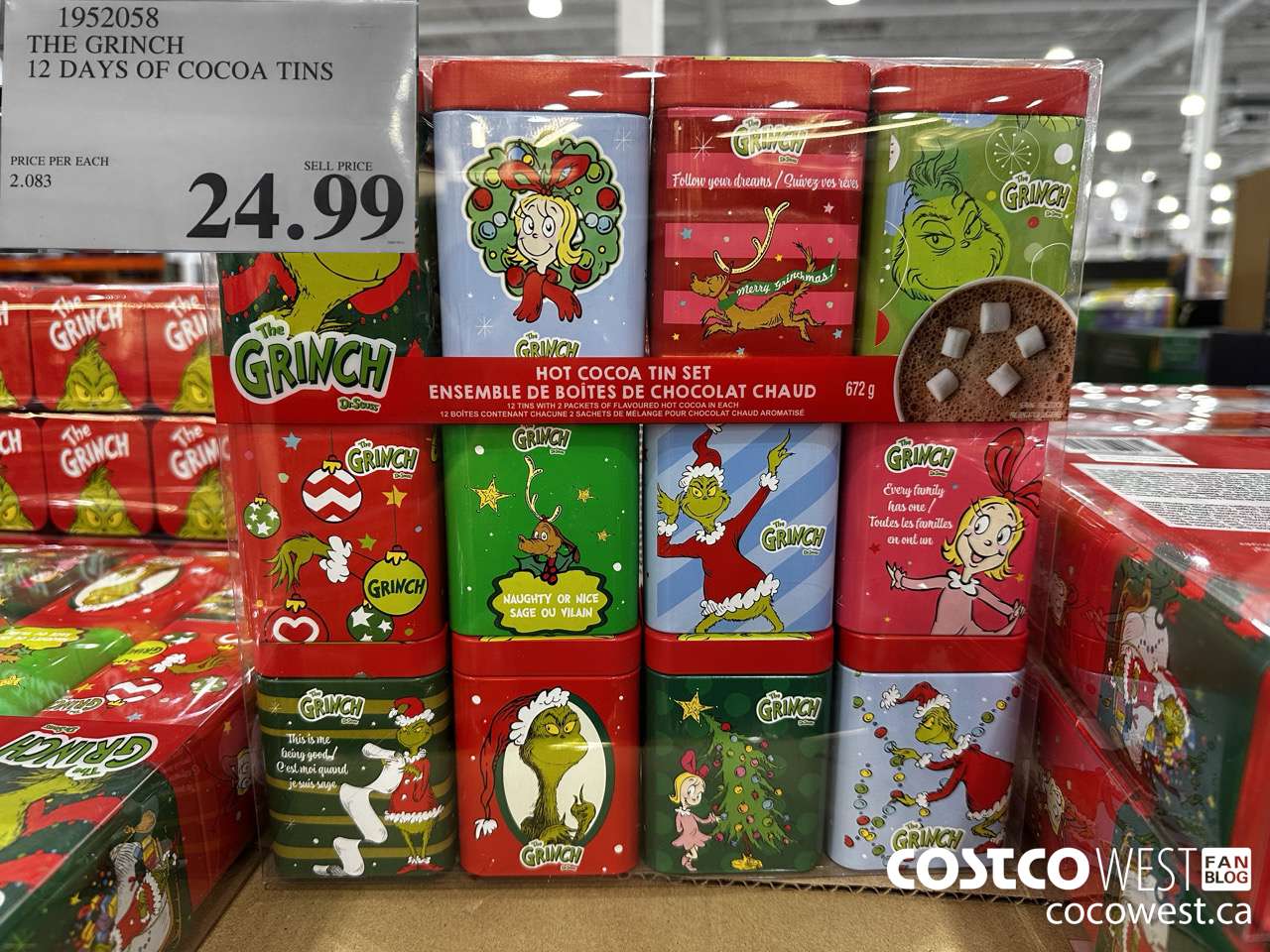 1952058 THE GRINCH 12 DAYS OF COCOA TINS $24.99