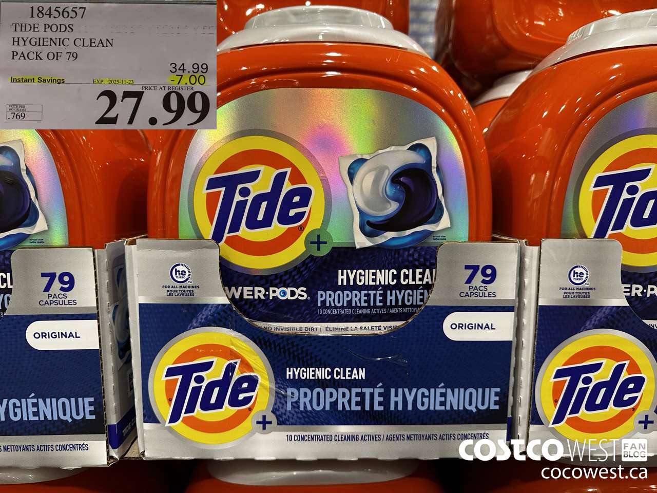 1845657 TIDE POWER PODS HYGIENIC CLEAN PACK OF 79 ($7.00 INSTANT SAVINGS EXPIRES ON 2025-11-23) $27.99