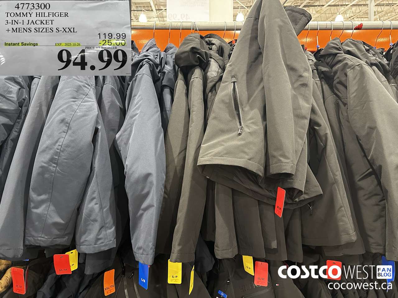 4773300 TOMMY HILFIGER 3-IN-1 JACKET MENS SIZES S-XXL ($25.00 INSTANT SAVINGS EXPIRES ON 2025-10-26) $94.99