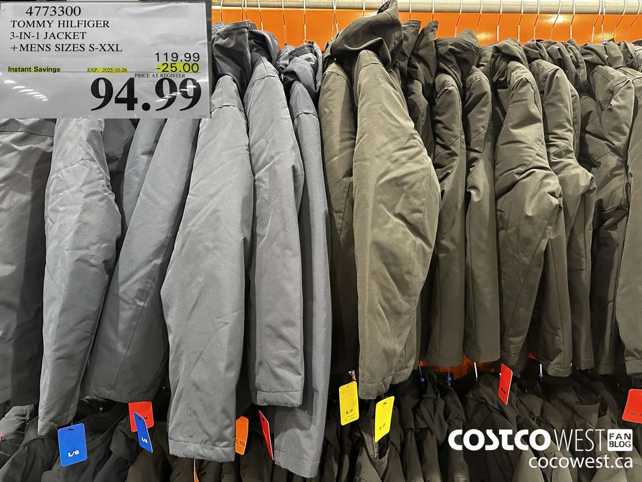 4773300 TOMMY HILFIGER 3-IN-1 JACKET MENS SIZES S-XXL ($25.00 INSTANT SAVINGS EXPIRES ON 2025-10-26) $94.99