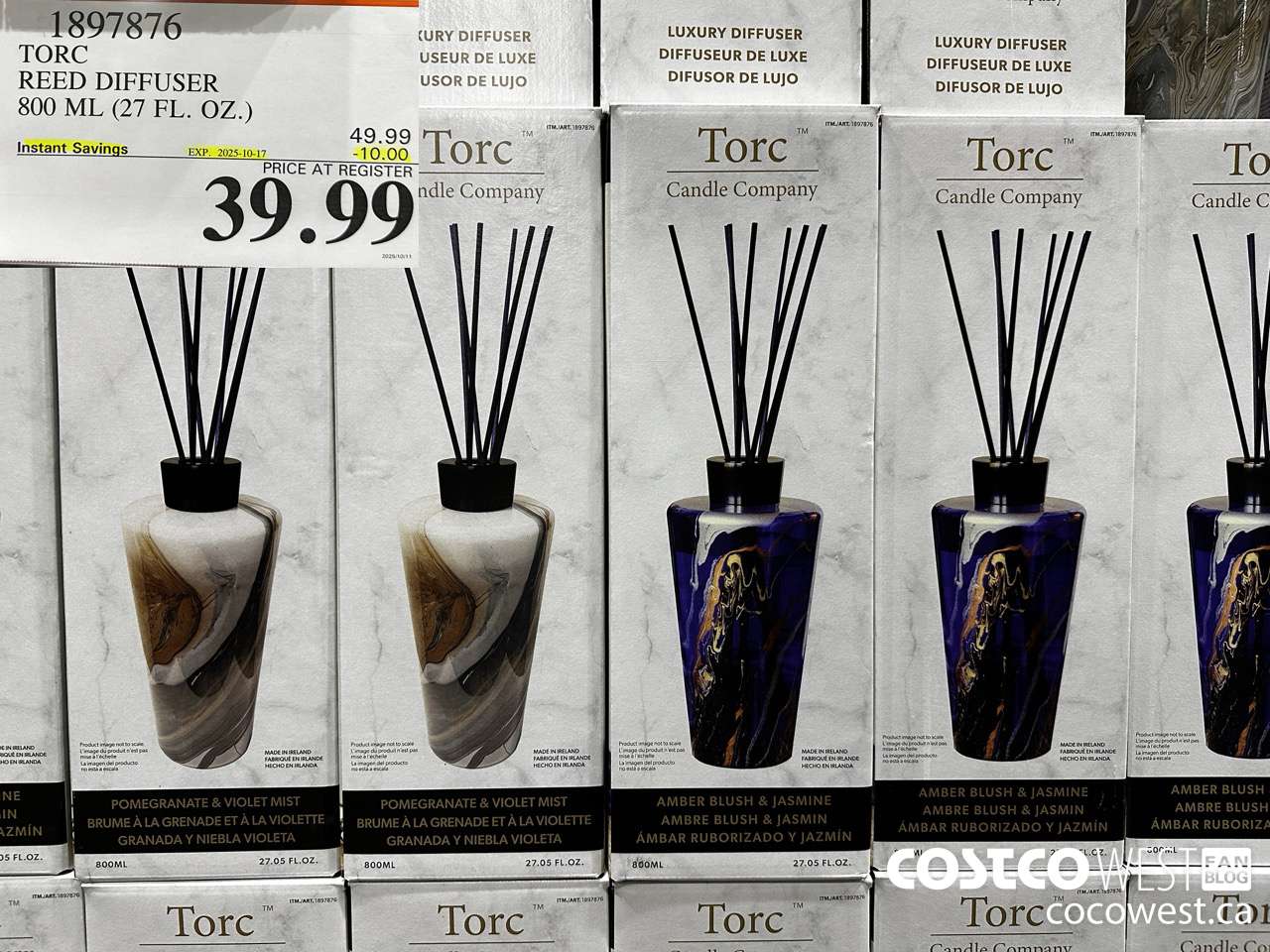 1897876 TORC REED DIFFUSER 800ML (27 FL. OZ.) ($10.00 INSTANT SAVINGS EXPIRES ON 2025-10-17) $39.99