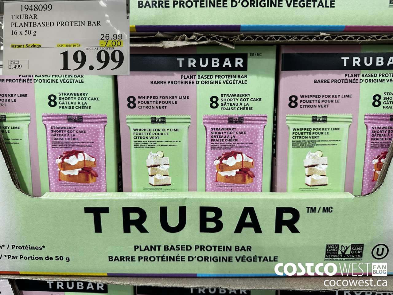 1948099 TRUBAR PLANTBASED PROTEIN BAR 16 X 50G ($7.00 INSTANT SAVINGS EXPIRES ON 2025-10-05) $19.99