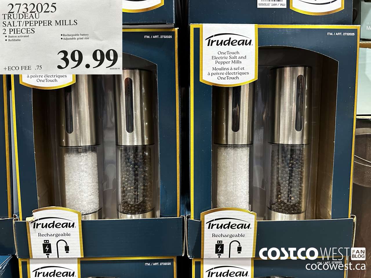 2732025 TRUDEAU SALT/PEPPER MILLS 2 PIECES $39.99