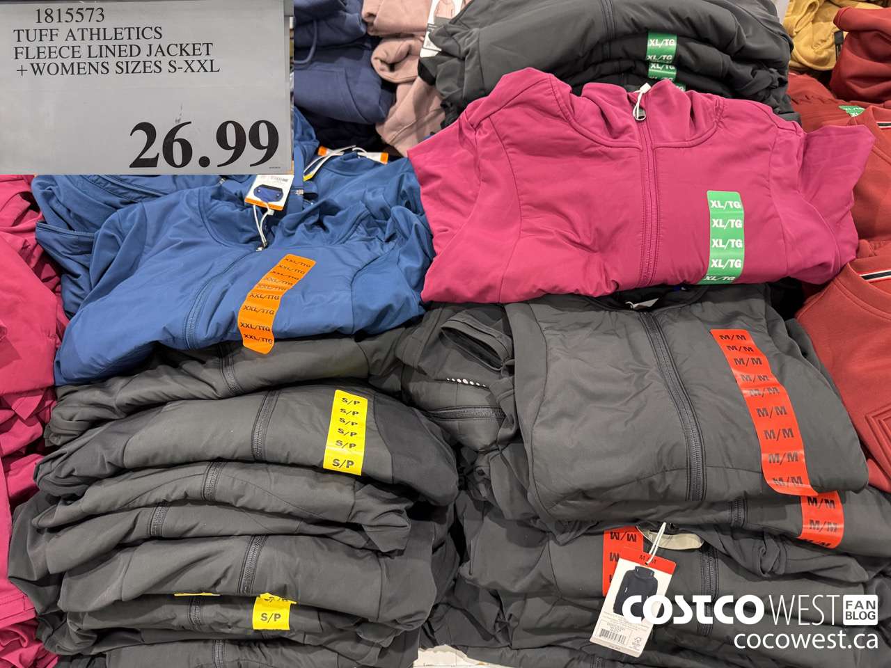 1815573 TUFF ATHLETICS FLEECE LINED JACKET LADIES SIZES S-XXL $26.99