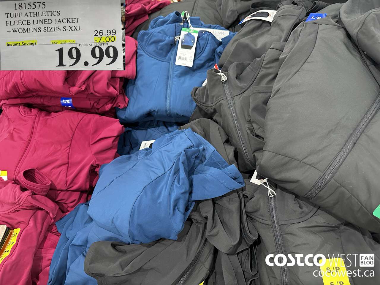 1815575 TUFF ATHLETICS FLEECE LINED JACKET LADIES SIZES S-XXL ($7.00 INSTANT SAVINGS EXPIRES ON 2025-10-15) $19.99