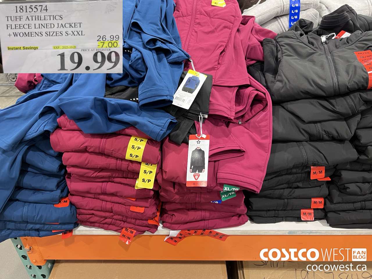 1815574 TUFF ATHLETICS FLEECE LINED JACKET WOMENS SIZES S-XXL ($7.00 INSTANT SAVINGS EXPIRES ON 2025-10-21) $19.99