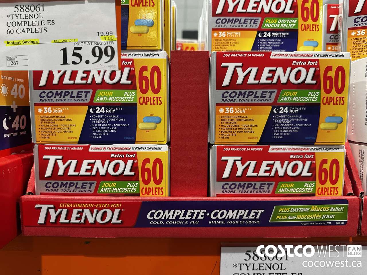 588061 TYLENOL COMPLETE COMPLETE ES 60 CAPS ($4.00 INSTANT SAVINGS EXPIRES ON 2025-10-12) $15.99