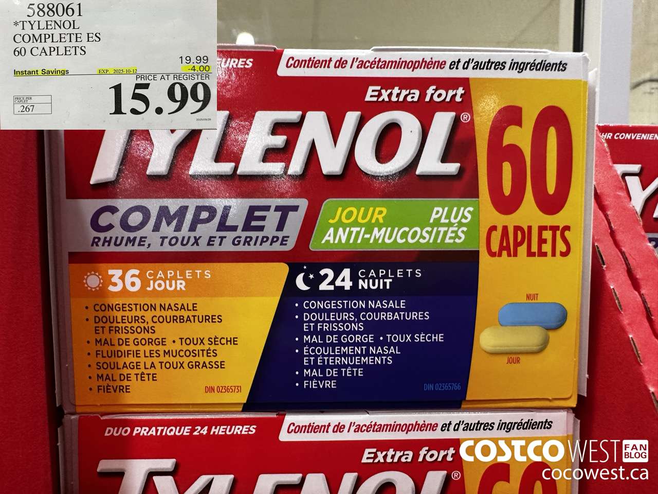 588061 TYLENOL COMPLETE COMPLETE ES 60 CAPS ($4.00 INSTANT SAVINGS EXPIRES ON 2025-10-12) $15.99