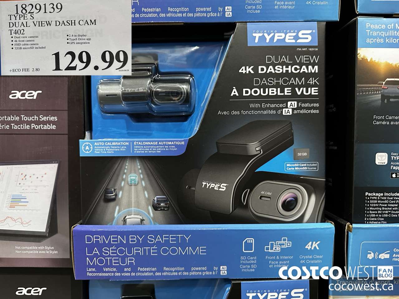 1829139 TYPE S DUAL VIEW DASH CAM T402 $129.99