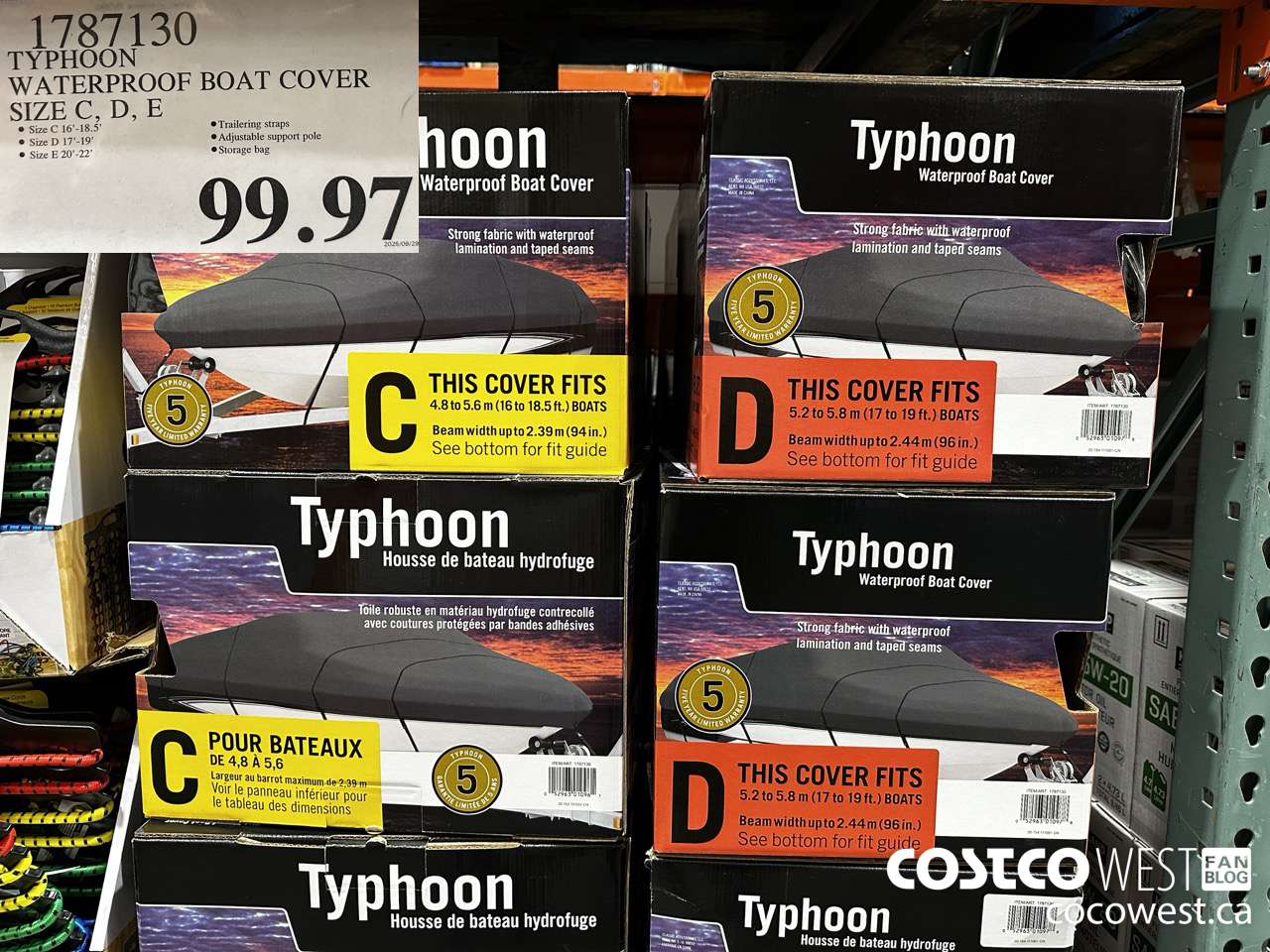1787130 TYPHOON WATERPROOF BOAT COVER SIZE C, D, E $99.97