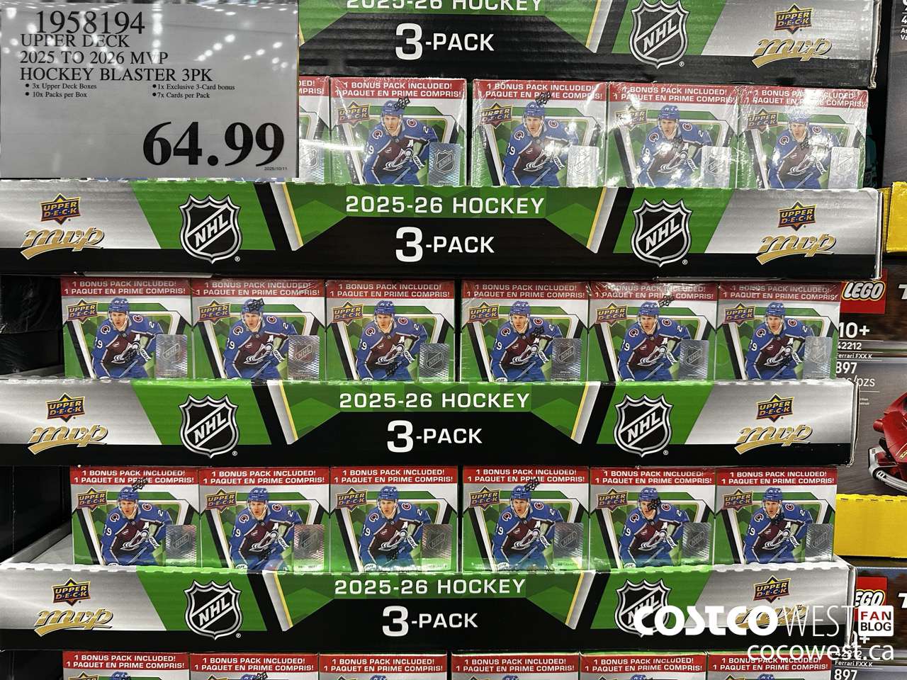 1958194 UPPER DECK 2025 TO 2026 MVP HOCKEY BLASTER 3PK $64.99