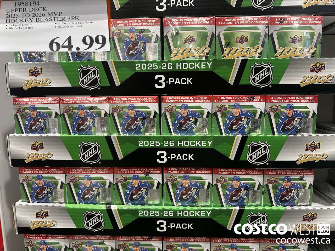 1958194 UPPER DECK 2025 TO 2026 MVP HOCKEY BLASTER 3PK $64.99