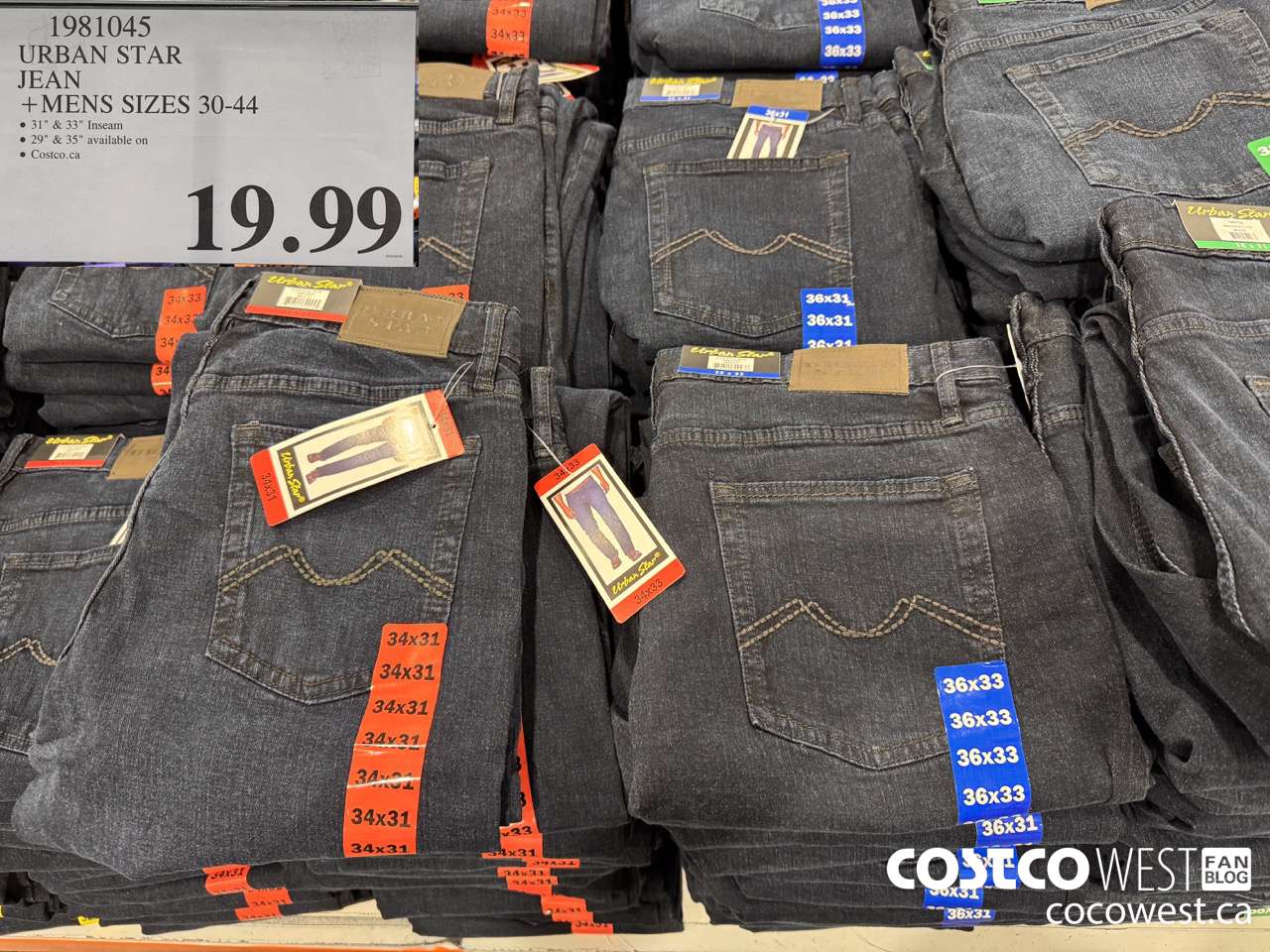 1981045 URBAN STAR JEAN MENS SIZES 30-44 $19.99