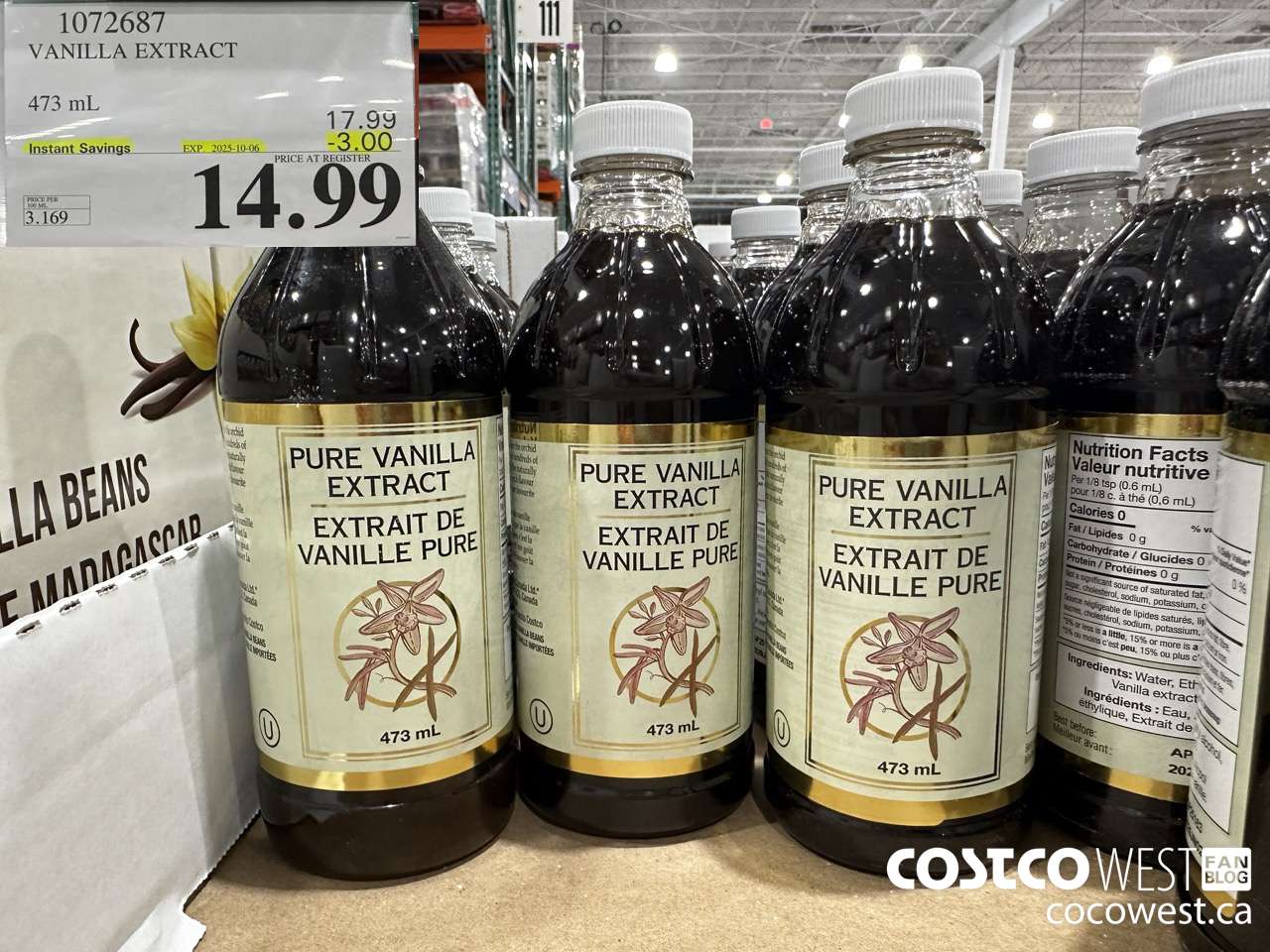 1072687 VANILLA EXTRACT 473 ML ($3.00 INSTANT SAVINGS EXPIRES ON 2025-10-06) $14.99