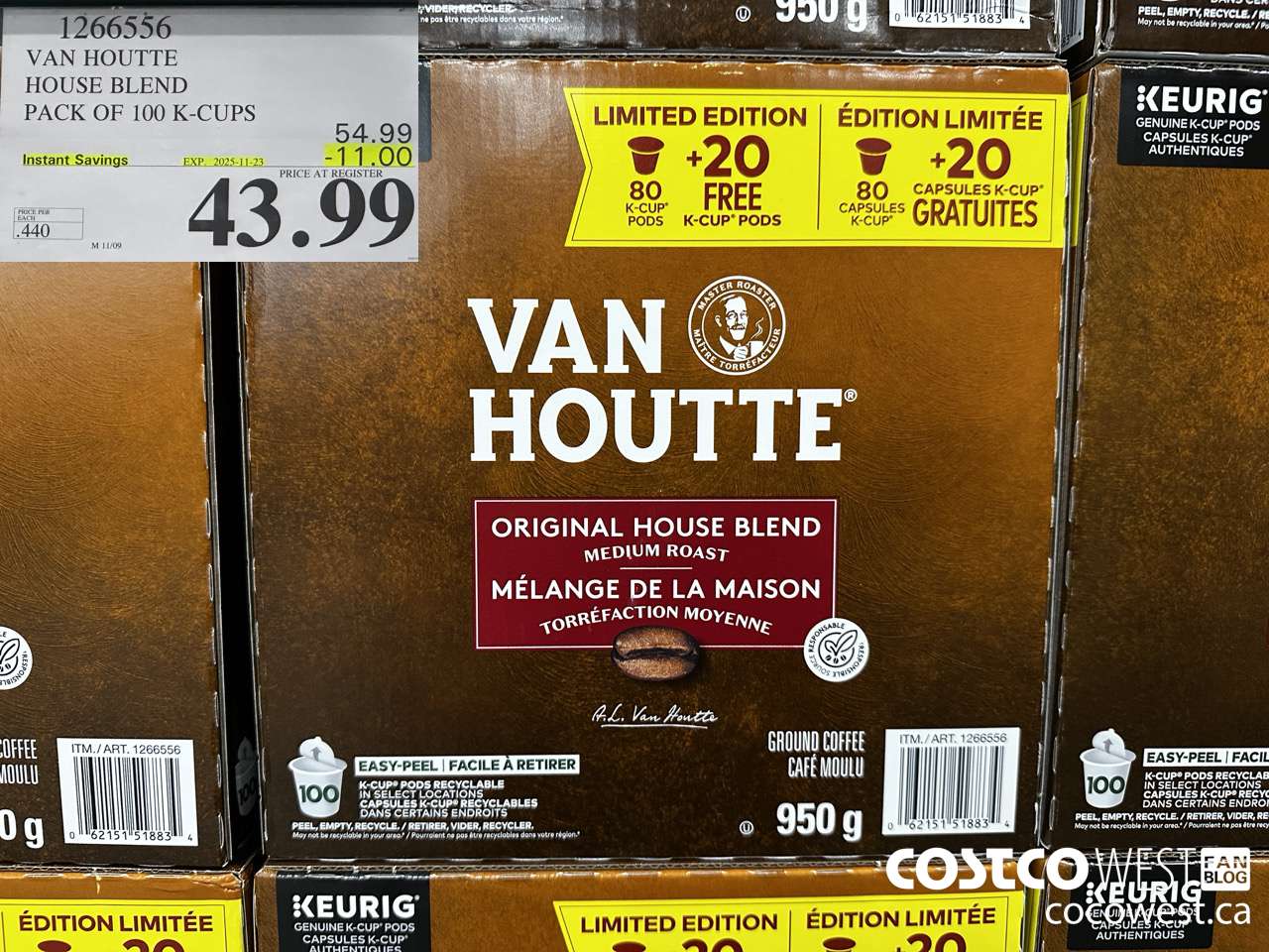 1266556 VAN HOUTTE HOUSE BLEND PACK OF 100 K-CUPS ($11.00 INSTANT SAVINGS EXPIRES ON 2025-11-23) $43.99